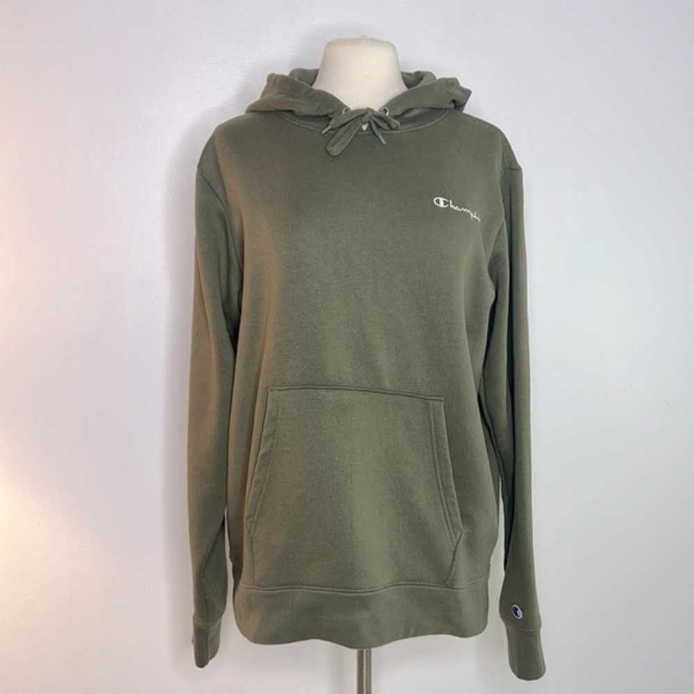 Champion olive green long sleeve activewear hoodie size large